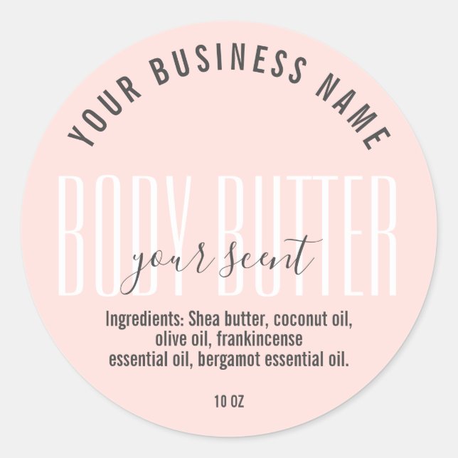 EINFACHE MINIMALISTISCHE BLUSH PINK BODY BUTTER RUNDER AUFKLEBER (Vorderseite)