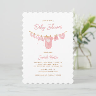 Einfache Minimalistische Blush Pink Scalloping Bab Einladung