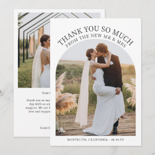Einfache minimalistische Bogen-Typografie-Hochzeit Dankeskarte