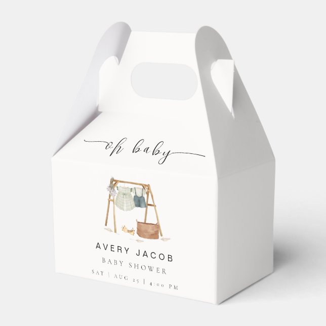 Einfache Minimalistische Boho Babydusche Geschenkschachtel (Vorderseite)