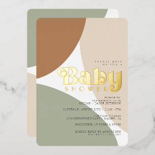 Einfache Minimalistische Boho Earth Tone Baby Show Folieneinladung