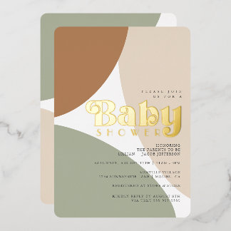 Einfache Minimalistische Boho Earth Tone Baby Show Folieneinladung