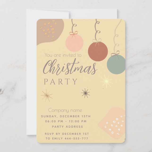 Einfache minimalistische Boho-Ornamente Weihnachte Einladung (Vorderseite)