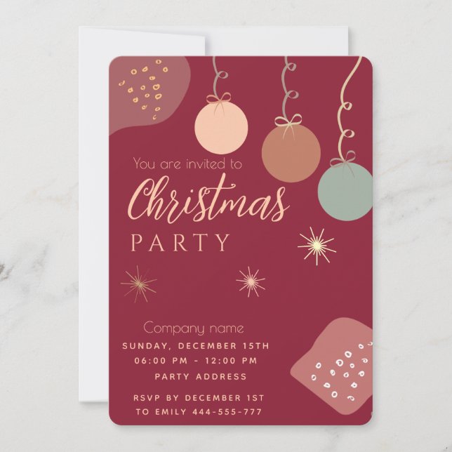 Einfache minimalistische Boho-Ornamente Weihnachte Einladung (Vorderseite)