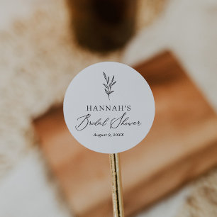 Einfache Minimalistische Botanische Brautparty Runder Aufkleber