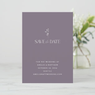 Einfache Minimalistische Botanische Pflaume Lila H Save The Date