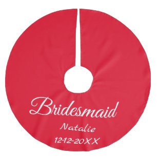 Einfache minimalistische Brautjungfer-Text mit Nam Polyester Weihnachtsbaumdecke