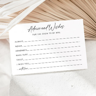Einfache Minimalistische Brautparty-Ratenkarte Begleitkarte