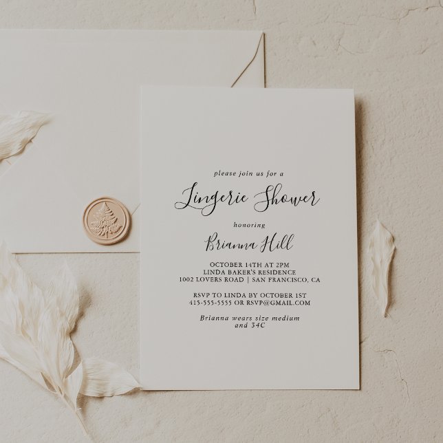 Einfache Minimalistische Bridal Lingerie Dusche Einladung (Von Creator hochgeladen)