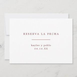 Einfache Minimalistische Burgunder Spanisch Save The Date