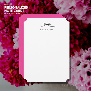 Einfache Minimalistische Chic Monogram Hot Pink Bl Mitteilungskarte