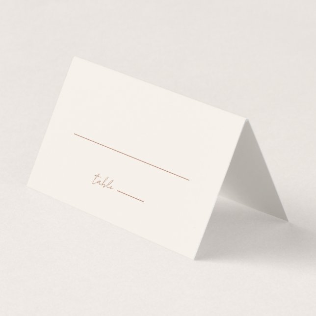 Einfache Minimalistische Creme Wedding Platzkarte (Vorderseite)