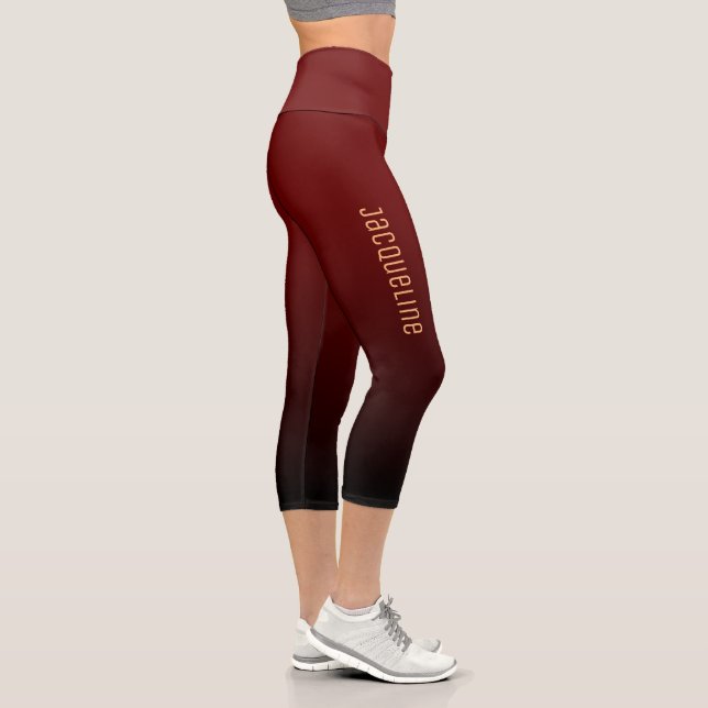 Einfache Minimalistische DARK RED to BLACK Ombre G Capri Leggings (Rechts)