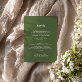 Einfache Minimalistische|Dark Sage Hochzeitdetails Begleitkarte