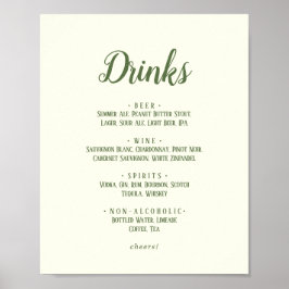 Einfache Minimalistische|Dark Sage Wedding Drinks  Poster