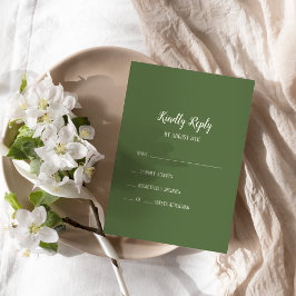 Einfache Minimalistische|Dark Sage Wedding RSVP Ca