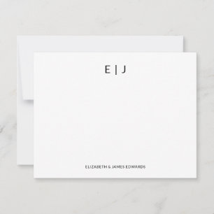 Einfache Minimalistische Doppelinitialen Personali Mitteilungskarte