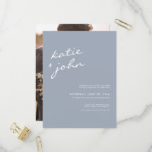 Einfache Minimalistische Dusty Blue Virtual Weddin