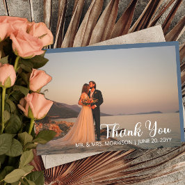 Einfache Minimalistische Ein-Foto Hochzeit Vielen  Dankeskarte