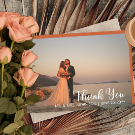 Einfache Minimalistische Ein-Foto Hochzeit Vielen  Dankeskarte