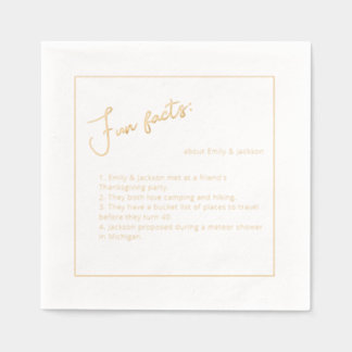 Einfache Minimalistische Elegant Fun Facts Hochzei Servietten Mit Folie