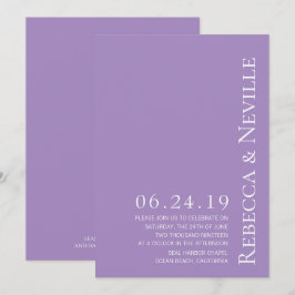 Einfache Minimalistische Elegant-Lavendel-Hochzeit Einladung