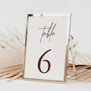 Einfache Minimalistische Elegante Burgund Tischnum Tischnummer
