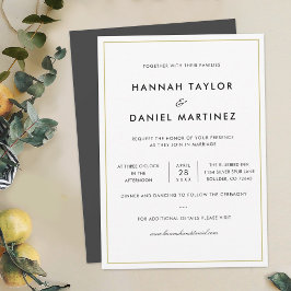 Einfache Minimalistische Elegante Hochzeit mit Gol Einladung