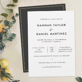 Einfache Minimalistische Elegante Hochzeit mit Gol Einladung