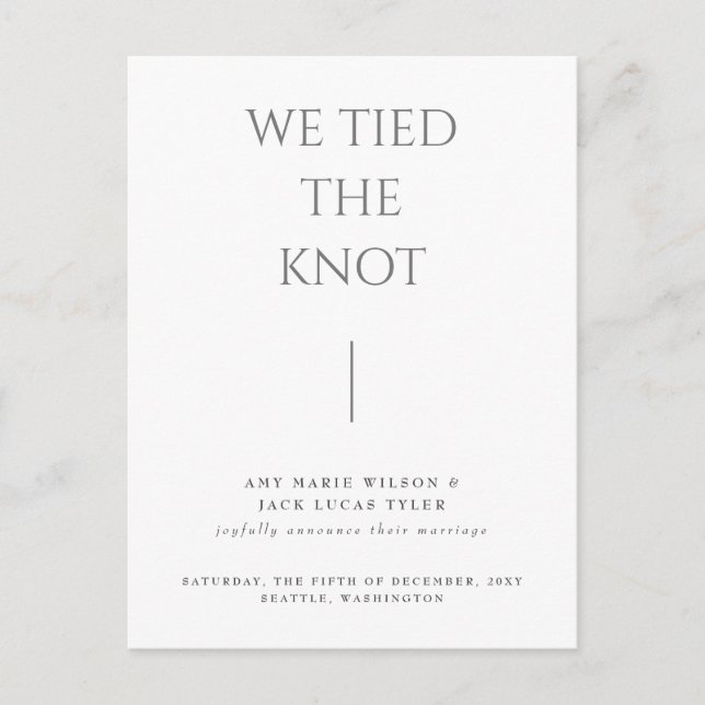 Einfache Minimalistische Elegante Hochzeitsankündi Postkarte (Vorderseite)