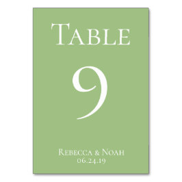 Einfache Minimalistische, elegante Sage Text Weddi Tischnummer