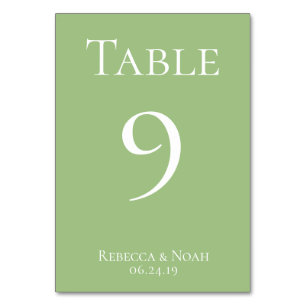 Einfache Minimalistische, elegante Sage Text Weddi Tischnummer