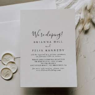 Einfache Minimalistische Elopement Empfang Einladung