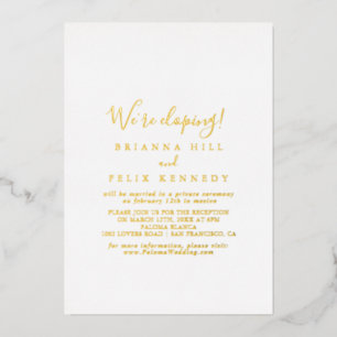 Einfache Minimalistische Eloption Empfang Gold Folieneinladung