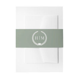 Einfache Minimalistische Erdgrün-Monogramm Einladungsbanderole