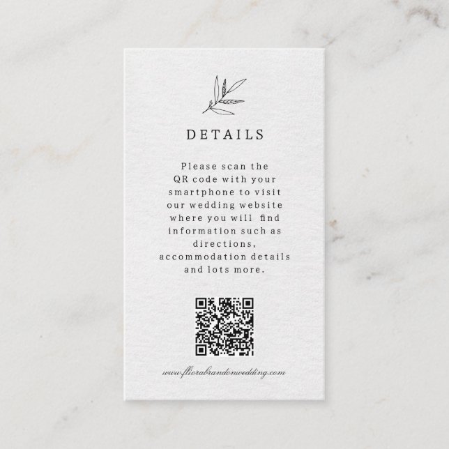 Einfache Minimalistische Eukalyptus-Hochzeit Begleitkarte (Vorderseite)