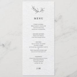 Einfache Minimalistische Eukalyptus-Hochzeit Menükarte