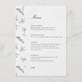 Einfache Minimalistische Eukalyptus-Hochzeit Menükarte