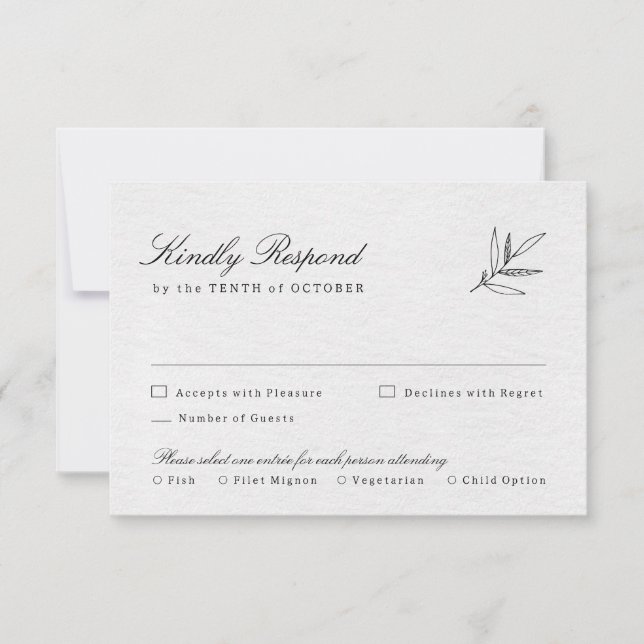 Einfache Minimalistische Eukalyptus-Hochzeit RSVP Karte (Vorderseite)