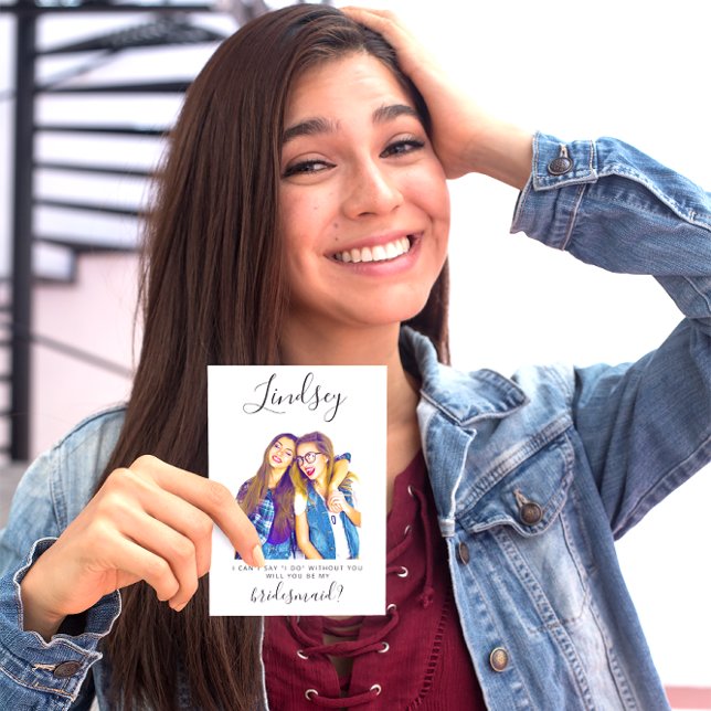 Einfache Minimalistische Foto Bridesmaid Einladung (Von Creator hochgeladen)