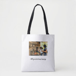 einfache minimalistische Foto-Collage Name Familie Tasche