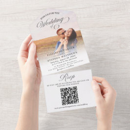 Einfache Minimalistische Foto-Hochzeit All In One Einladung