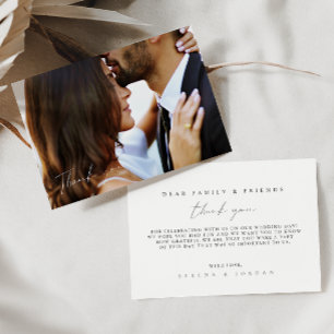 Einfache Minimalistische Foto Hochzeit Dankeschön  Dankeskarte