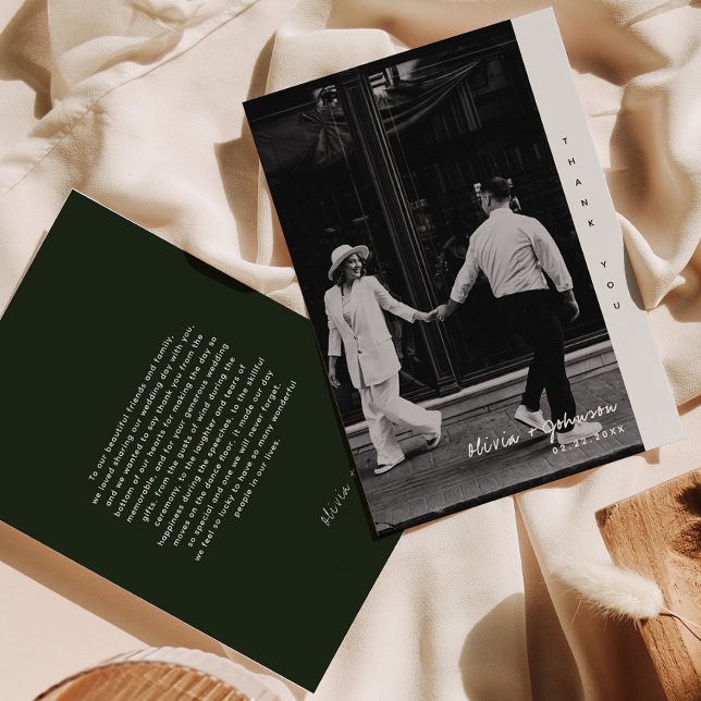 Einfache Minimalistische Foto Hochzeit Dankeschön  Dankeskarte (Von Creator hochgeladen)