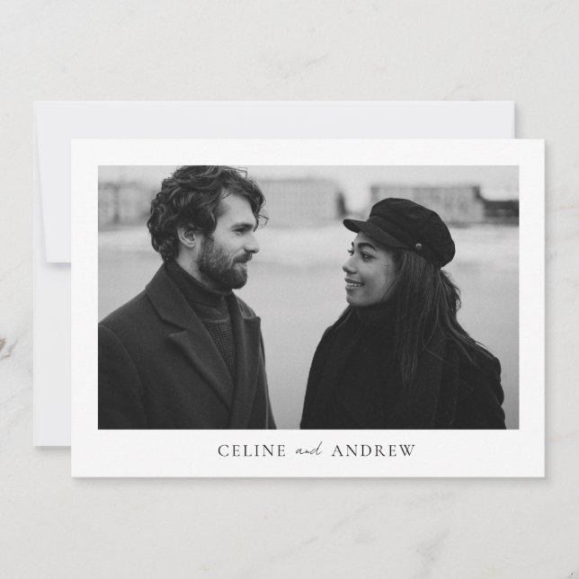 Einfache Minimalistische Foto-Hochzeit Dankeskarte (Vorderseite)