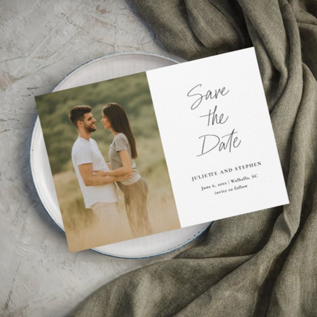 Einfache Minimalistische Foto-Hochzeit Save The Date (Von Creator hochgeladen)
