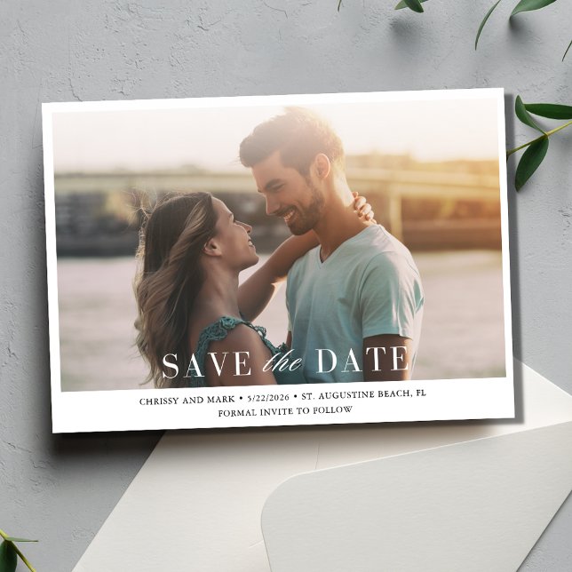 Einfache Minimalistische Foto Hochzeit Save The Date (Simple Minimalist Elegant Photo Wedding Save The Date)