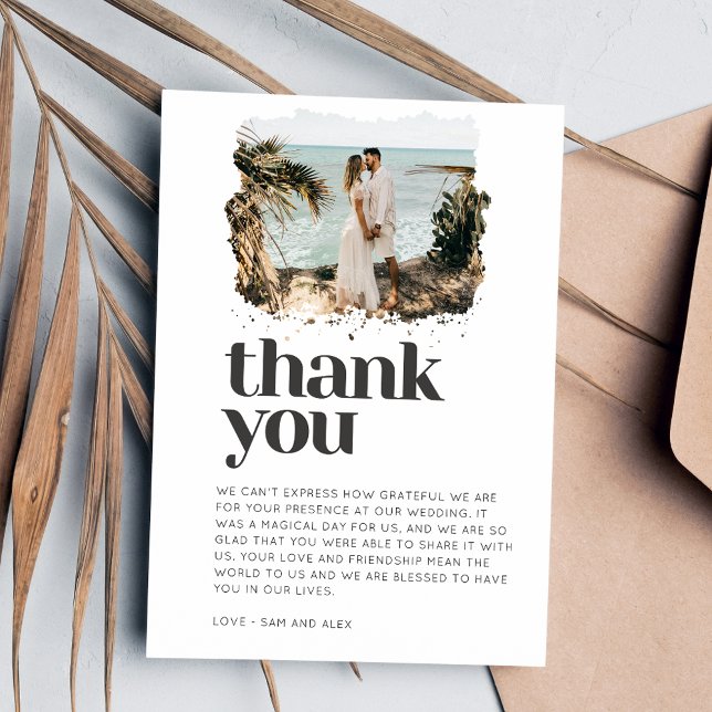 Einfache Minimalistische Foto Hochzeit Vielen Dank Dankeskarte (Simple Minimalist Photo Wedding Thank You)