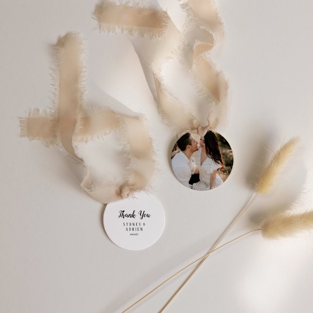 Einfache Minimalistische Foto Hochzeit Vielen Dank Geschenkanhänger (Von Creator hochgeladen)