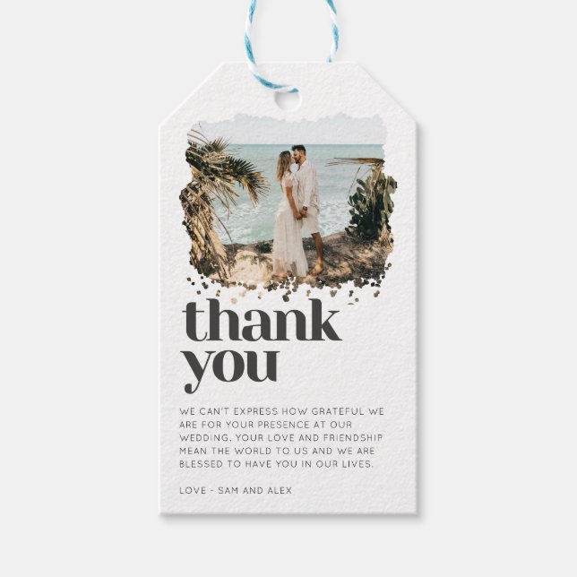 Einfache Minimalistische Foto Hochzeit Vielen Dank Geschenkanhänger (Vorderseite)